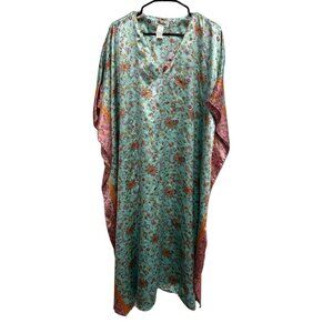 Winlar Womens Floral Caftan One Size Fits Most Polyester Lightweight Boho Roper